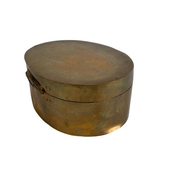 Brass Oval Trinket Box Lidded Hinged Vintage - Picture 2 of 6